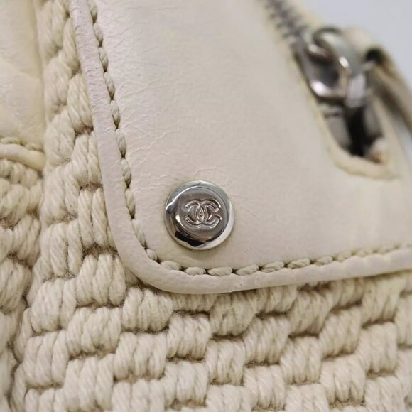 CHANEL Hand Bag Canvas Leather Beige CC Auth yb619 - Picture 3 of 16